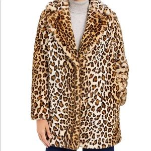 Calvin Klein Leopard-Print Faux-Fur Coat XL